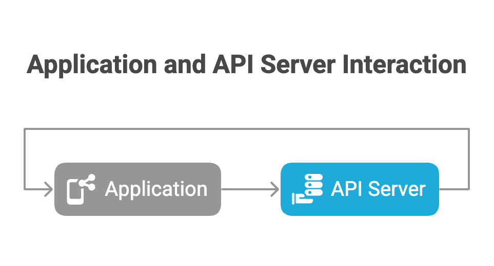 Application and API Server Interaction — two-tier diagram showing Application connecting to API Server over HTTP